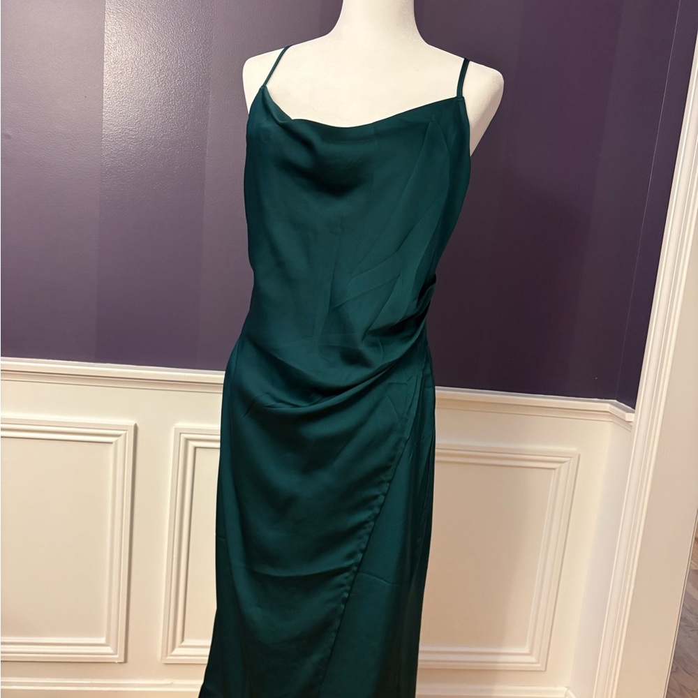 Lulu's Strapless Dark Green Dress